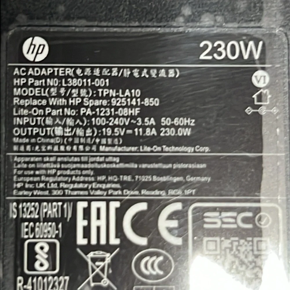 HP G2 Thunderbolt Dock with 230W Power Adapter